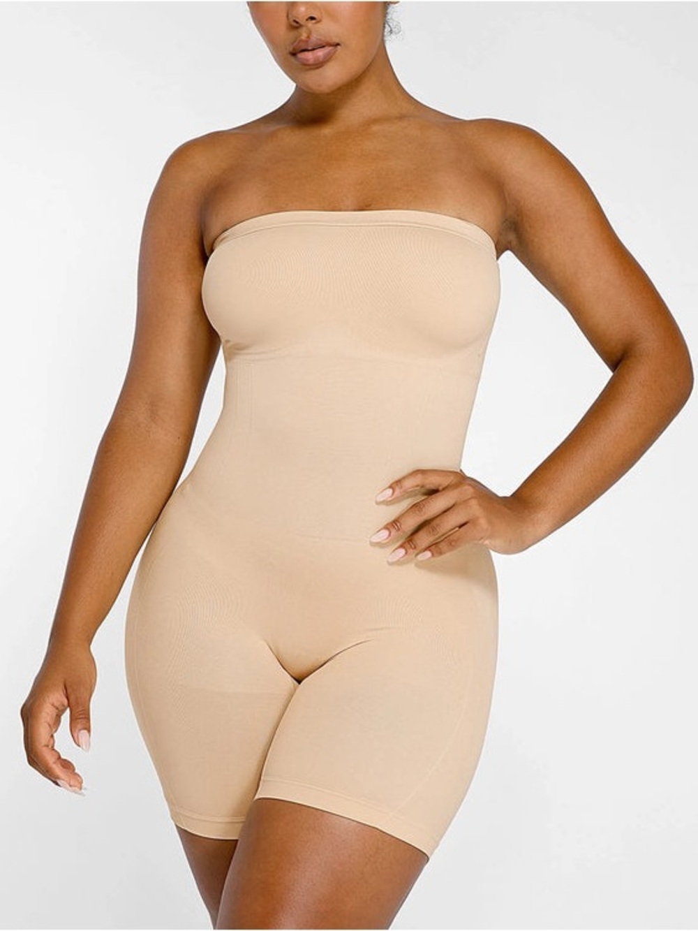 SPANX Nude Shapewear Compression Shorts Strapless Size Small